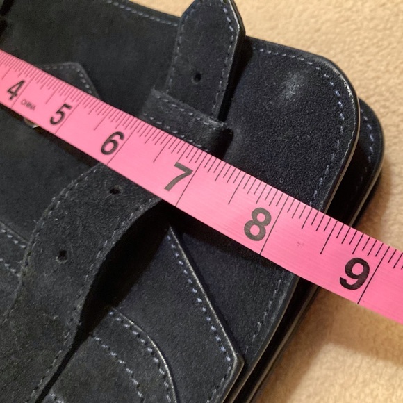 Proenza Schouler navy blue suede shoulder bag,double buckle strap/snap closure - Picture 13 of 14